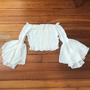 Fashion Nova scrunched off the shoulder crop top